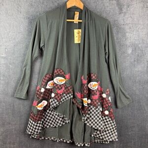 NWT A Walk in the Park Oversized Women’s Festive Snowman Cardigan Sz Small